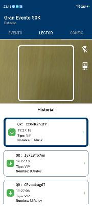 Pestaña Lector de QR en App QRACCESO online